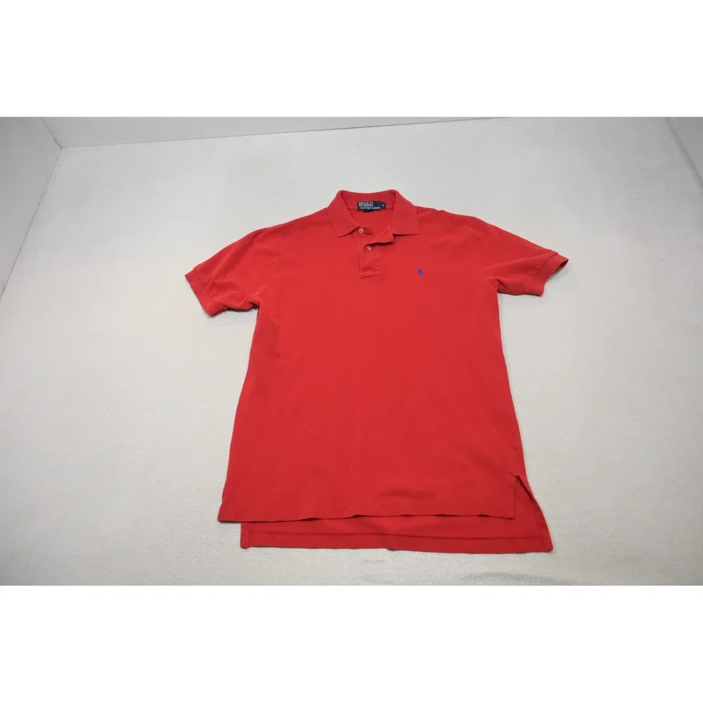 Polo‎ Ralph Lauren Polo Shirt Mens Medium Red Short Sleeve Cotton Pique Good